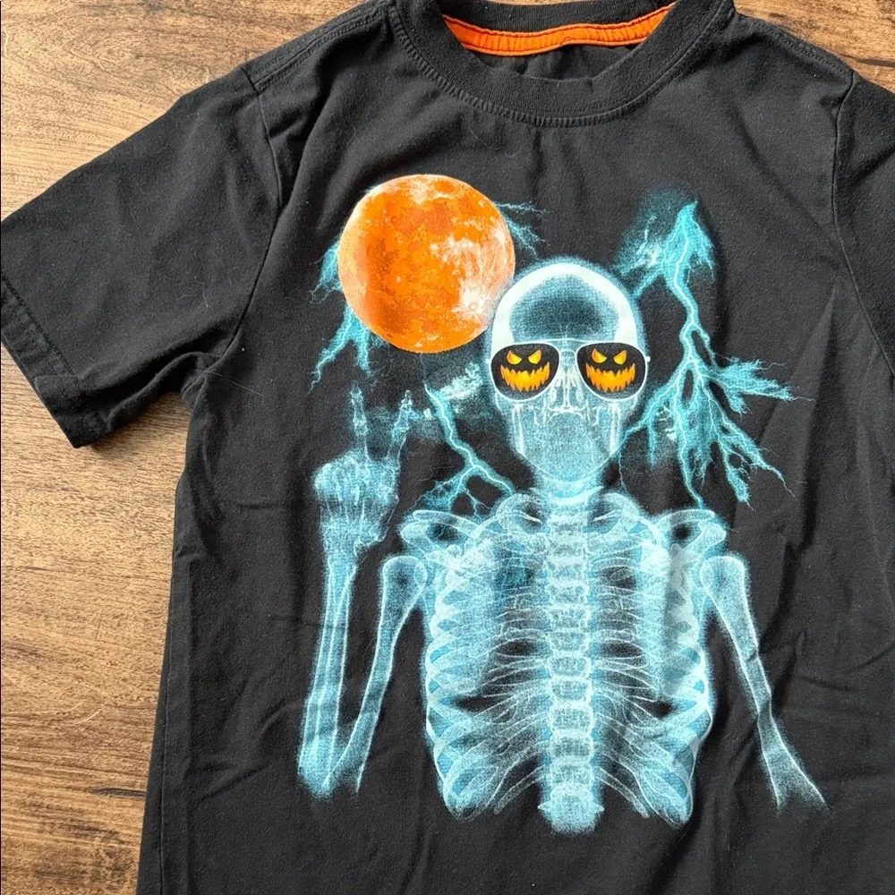 Black Skeleton Graphic Kids T-Shirt